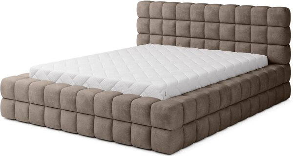 Čalouněná postel s úložným prostorem 140x200 DELVIRO - hnědá