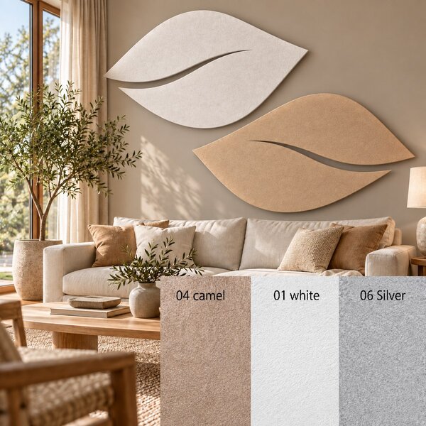 Bilnora extra hustý akustický panel na stěnu ve tvaru listu 1400×700×12 mm