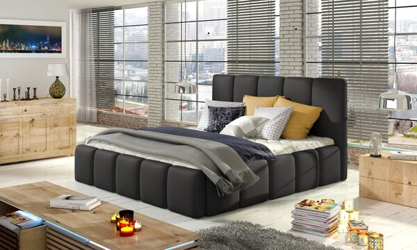 Čalouněná postel 140x200 DOLVERO 4 - černá eko kůže