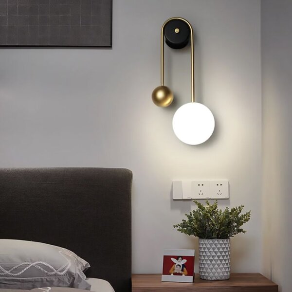 Toolight Toolight, LED nástěnné svítidlo 50cm 5W 4000K 500lm APP1474-CW, zlatá lesklá-černá matná, OSW-03604