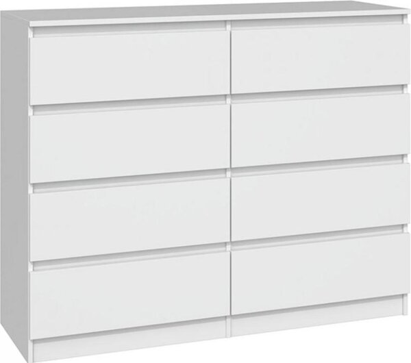 Topeshop M8 120 BIEL, Bílá, 8 zásuvka/zásuvek, Dřevotřískové desky, Jednobarevný, Moderní, Dřevotřískové desky