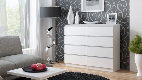Topeshop M8 120 BIEL, Bílá, 8 zásuvka/zásuvek, Dřevotřískové desky, Jednobarevný, Moderní, Dřevotřískové desky