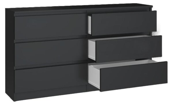 Topeshop M6 140 CZAR 2X3, Černá, 6 zásuvka/zásuvek, Dřevotřískové desky, Jednobarevný, Moderní, Dřevotřískové desky