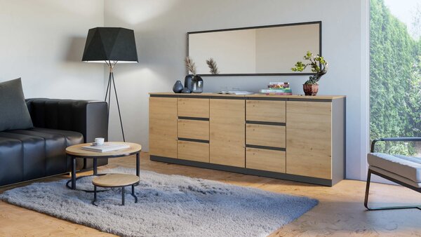 Topeshop COSTA ANT/ART BA KPL, Antracit, Dub, 6 zásuvka/zásuvek, Dřevotřískové desky, Moderní, Dřevotřískové desky