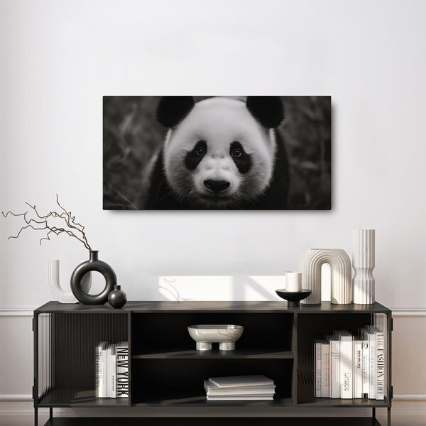 Obraz černobílá panda s úsměvem