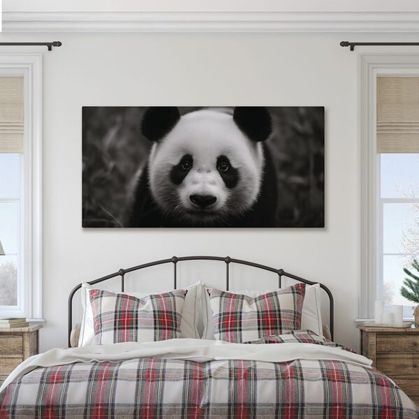 Obraz černobílá panda s úsměvem