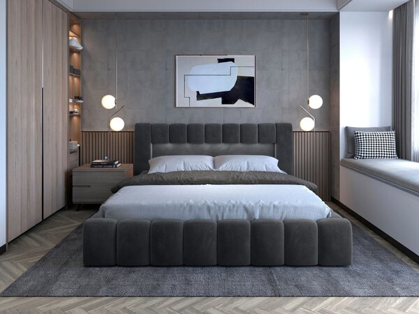 Manželská čalouněná postel 180x200 VEMIO 1 - grafitová