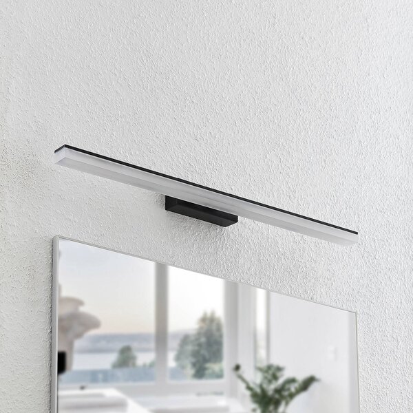 Lucande Nástěnné svítidlo LED Lisana, horizontální, 75 cm, IP44, Černá, Koupelna, kov, Moderní