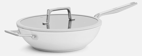 Fabini Wok pánev Meda 5.0 Pro, ø 28 cm - Nepřilnavá pánev s keramickým povrchem s poklicí, světle šedá