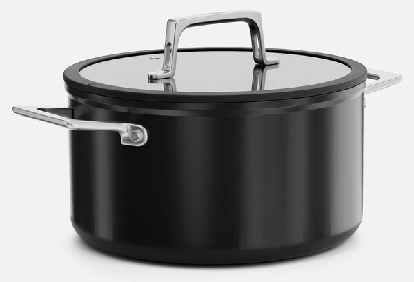 Fabini Kastrol Meda 5.0 Pro, ø 24 cm (5,4 l) - Nepřilnavý hrnec s keramickým povrchem s poklicí, černý