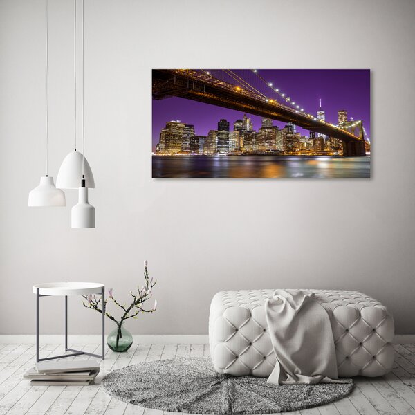 Foto obraz skleněný horizontální Manhattan noc osh-81069964