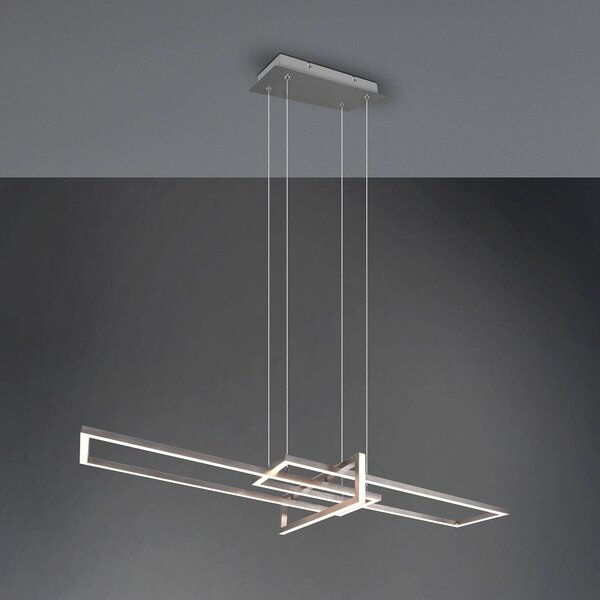 Trio Lighting LED závěsné světlo Salinas, 3 000 K, nikl matný, stmívatelný, Hliník / šedá / zinek, Obývací pokoj / jídelna, kov, Moderní