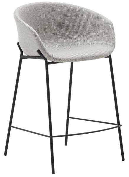 Světle šedá látková barová židle Kave Home Yvette 65 cm