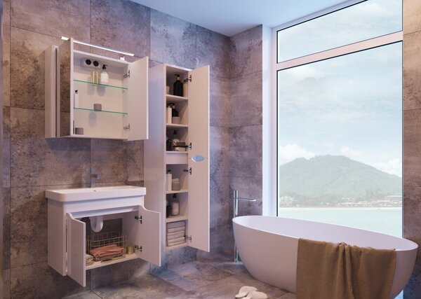 Lavedo Livorno Structure White 80 zrcadlová skříňka do koupelny s LED osvětlením