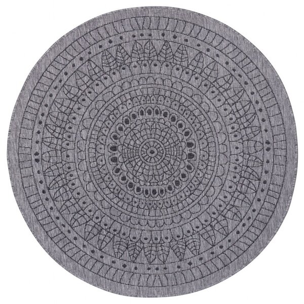 Hans Home | Kusový koberec Twin-Wendeteppiche 105476 Night Silver kruh – na ven i na doma - 140x140 (průměr) kruh