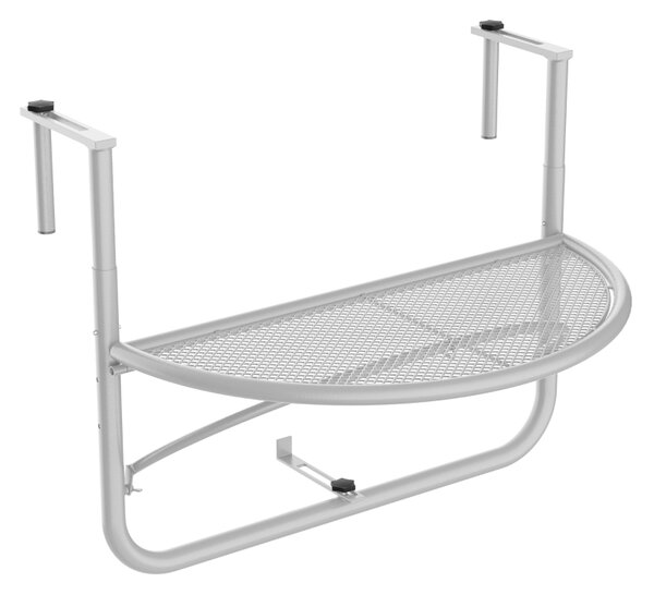 Outsunny Balkonový závěsný půlkruhový stolek výškově nastavitelný, Ø30 cm, bílý, 60 x 45 x 50 cm