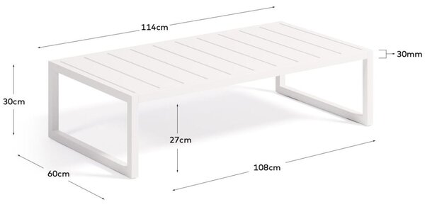 Kave Home Bílý kovový zahradní stolek Comova 114 x 60 cm