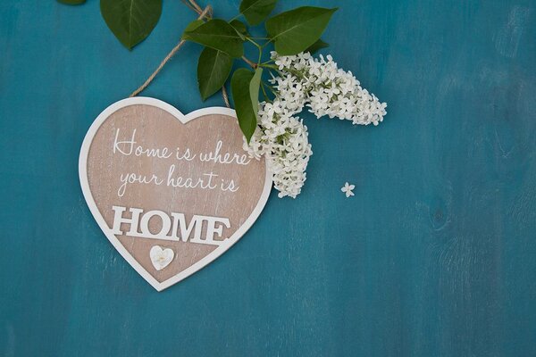 Fototapeta srdce s citátem - Home is where your heart is