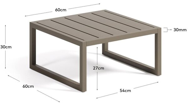 Kave Home Hnědo zelený kovový zahradní stolek Comova 60 x 60 cm