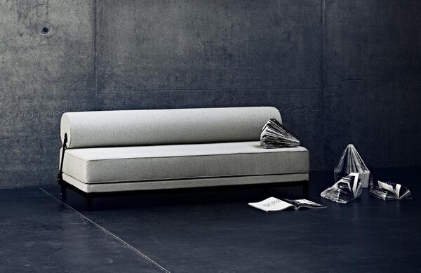 Světle šedá čalouněná dvoumístná rozkládací pohovka Softline Sleep 204 cm