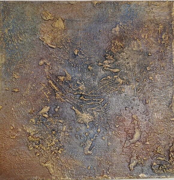 Ručně malovaný obraz od Naďa Vinická - "Bronzová variace 2", rozměr: 29 x 29 cm