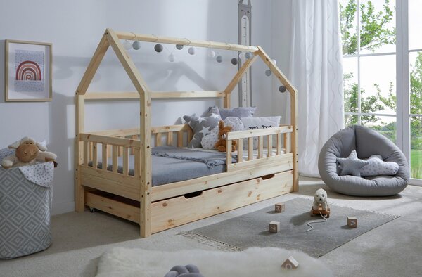 DĚTSKÁ POSTEL SE STŘÍŠKOU, 80/160 cm, přírodní barvy MID.YOU - Online Only dětské postele, Online Only