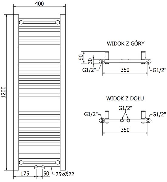 Mexen Mars, elektrické topné těleso 1200 x 400 mm, 600 W, bílá, W110-1200-400-2600-20