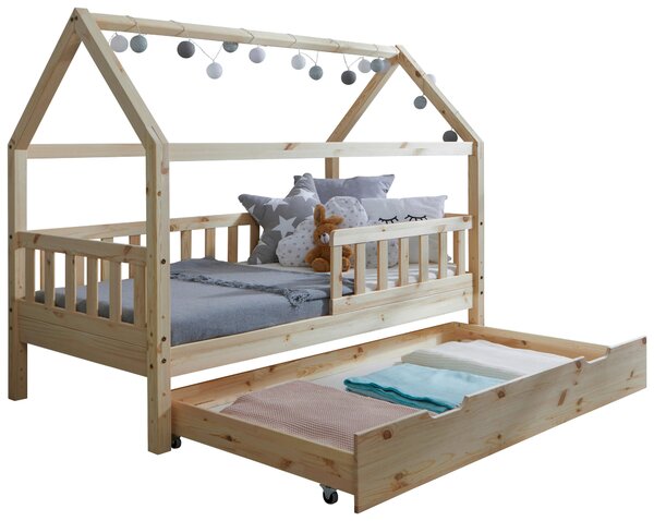 DĚTSKÁ POSTEL SE STŘÍŠKOU, 80/160 cm, přírodní barvy MID.YOU - Online Only dětské postele, Online Only