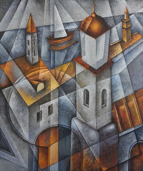 Ručně malovaný obraz od Eugene Ivanov - "Pobřežní město", rozměr: 50 x 60 cm