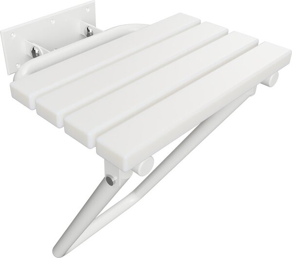 Bemeta HELP: Sklopné sprchové sedátko s nohou bez krytky, bílé, plast bílý 301102184
