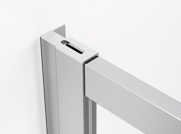 Ronal TOP-LINE TLS4 dvoudílné posuvné dveře s 2 pevnými stěnami v rovině 120 cm Šířka: 1200 mm, Profil: Aluchrom, Sklo: Hladké čiré