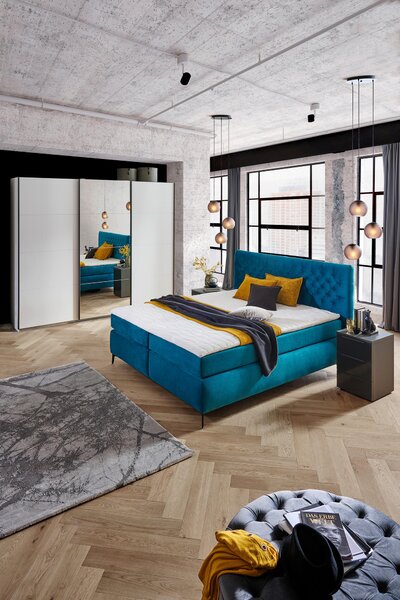 POSTEL BOXSPRING, 160/200 cm, tyrkysová Esposa - Manželské postele, Online Only