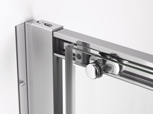 Ronal TOP-LINE TLS4 dvoudílné posuvné dveře s 2 pevnými stěnami v rovině 120 cm Šířka: 1200 mm, Profil: Aluchrom, Sklo: Hladké čiré