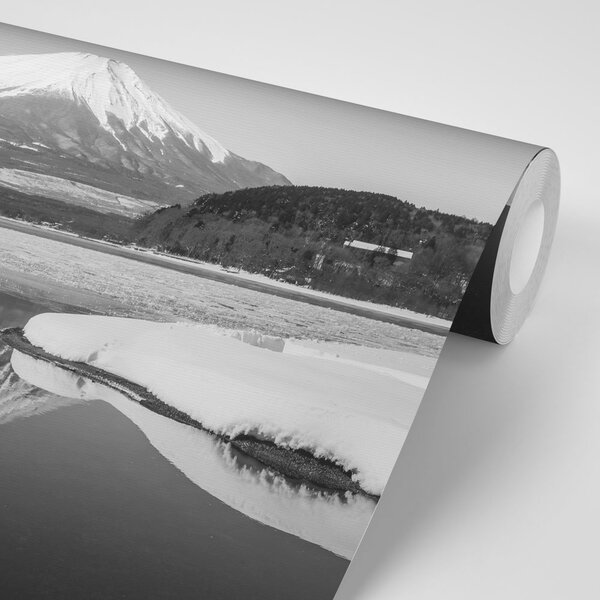 Fototapeta japonská hora Fuji v černobílém