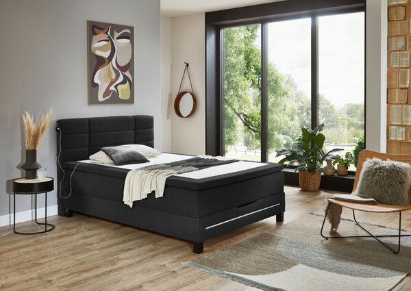 POSTEL BOXSPRING, 140/200 cm, antracitová Carryhome - Postele s úložným prostorem, Online Only