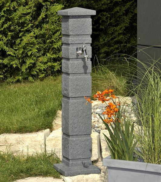 Zahradní SLOUPEK s kohoutkem ROMANA, antracitový granit