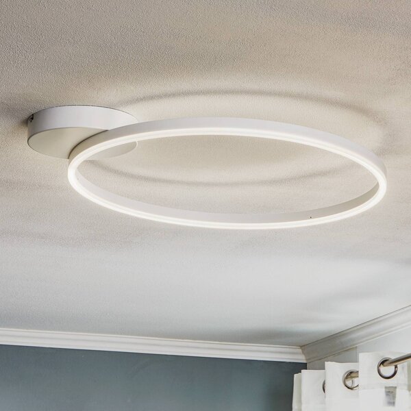 Fabas Luce LED stropní světlo Giotto 1žár., bílá, stmívatelný, Bílá / opál, Obývací pokoj / jídelna, kov, Moderní