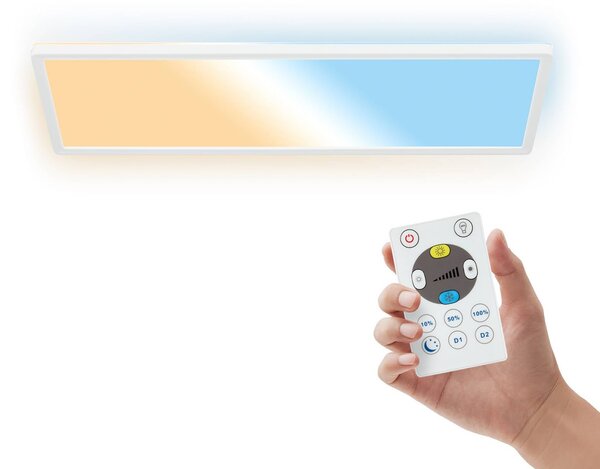 B.K. Licht LED panel Shallow s dálkovým ovládáním 58 × 20 cm, bílý, podsvícení, stmívatelný, Bílá / opál, Pracovna / kancelář, Plast