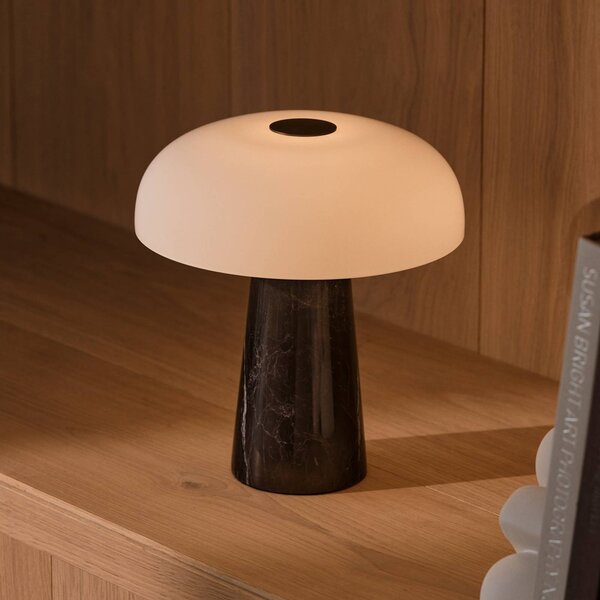 DFTP by Nordlux LED stolní lampa na akumulátor Glossy mini, černý mramor, stmívatelné, stmívatelný, Černá, Obývací pokoj / jídelna, Kámen, Moderní
