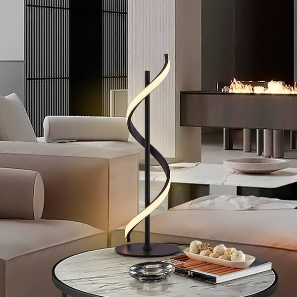 Schuller Valencia LED stolní lampa Boa, matná černá, výška 60 cm, kovová, Černá, Ložnice, Hliník, Moderní