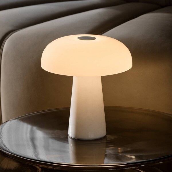 DFTP by Nordlux LED stolní lampa na baterie Glossy mini, bílý mramor, stmívatelné, stmívatelný, Bílá / opál, Obývací pokoj / jídelna, Kámen, Moderní