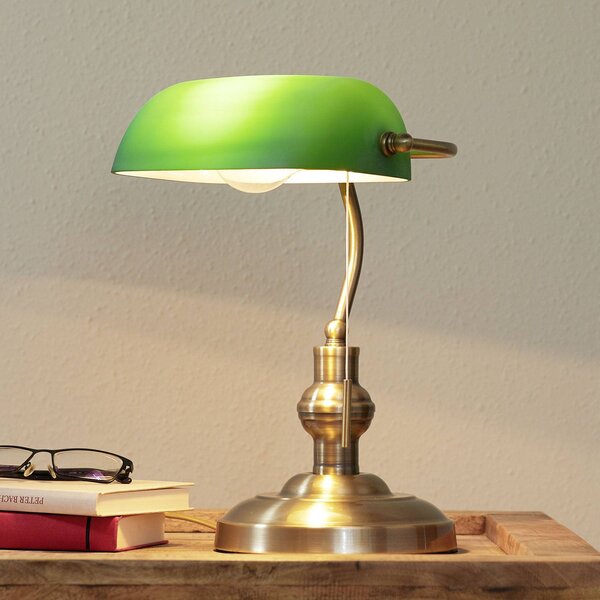 Lindby Stolní lampa Milenka, bronz, výška 38 cm, kov, Bronz / starožitná mosaz, Obývací pokoj / jídelna, kov, Starožitný