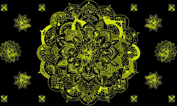 Tapeta žlutá Mandala
