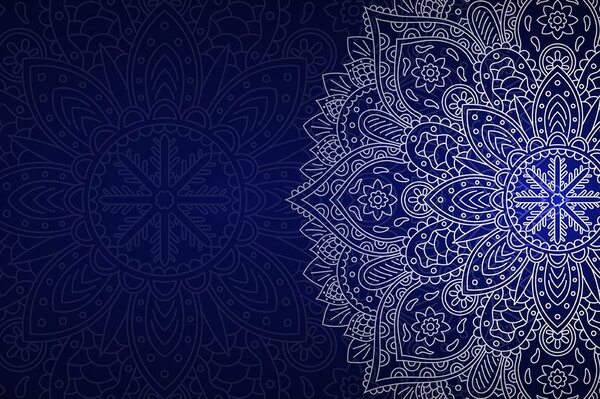 Tapeta tmavě-modrá Mandala