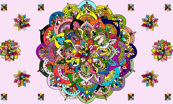 Tapeta pestrobarevná Mandala