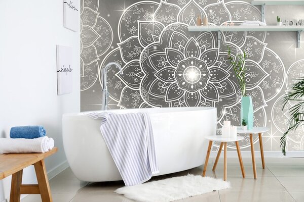 Tapeta černobílá orientální Mandala