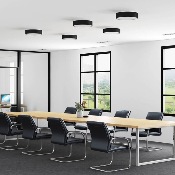Arcchio LED stropní svítidlo Vanida, černé, Ø 40 cm, nahoru/dolů, stmívatelný, Černá, Kuchyň, Hliník, Moderní