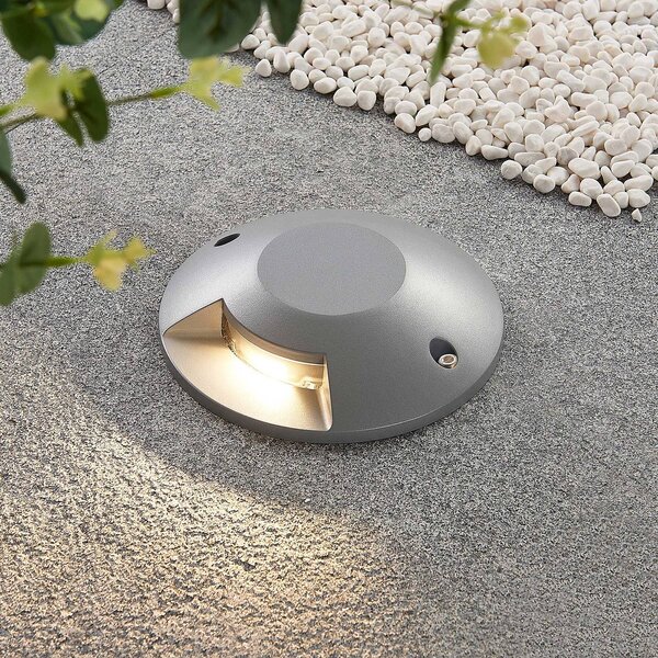 Lucande LED podlahový reflektor Jeffrey, stříbrný, 1 světelný výstup, Hliník / šedá / zinek, Hliník, Moderní
