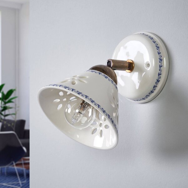 Ceramiche Nástěnné světlo NONNA z bílé keramiky, stmívatelný, Bílá / opál, Obývací pokoj / jídelna, Keramika, Venkovský / rustikální