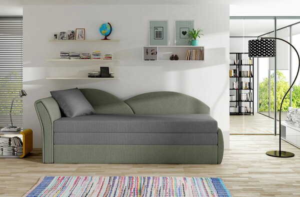 Rozkládací válenda s úložným prostorem 80x180 RESTARA - šedá / zelená, levá